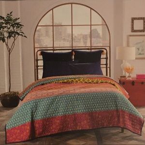 Super colorful pattern block boho twin size quilt